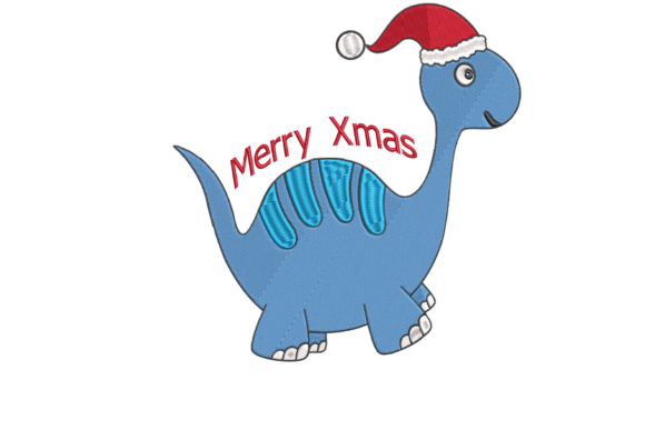 Christmas Dino Embroidery Design