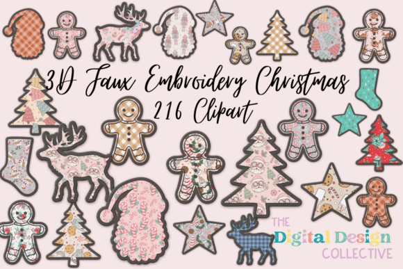 Christmas Faux Embroidery Patch Clipart