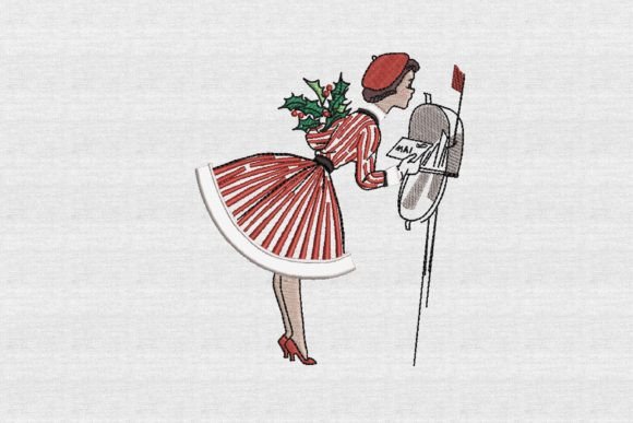 Christmas Vintage Lady Mail Fringe
