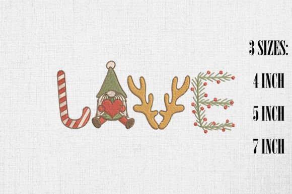 Love Christmas Gnome Embroidery